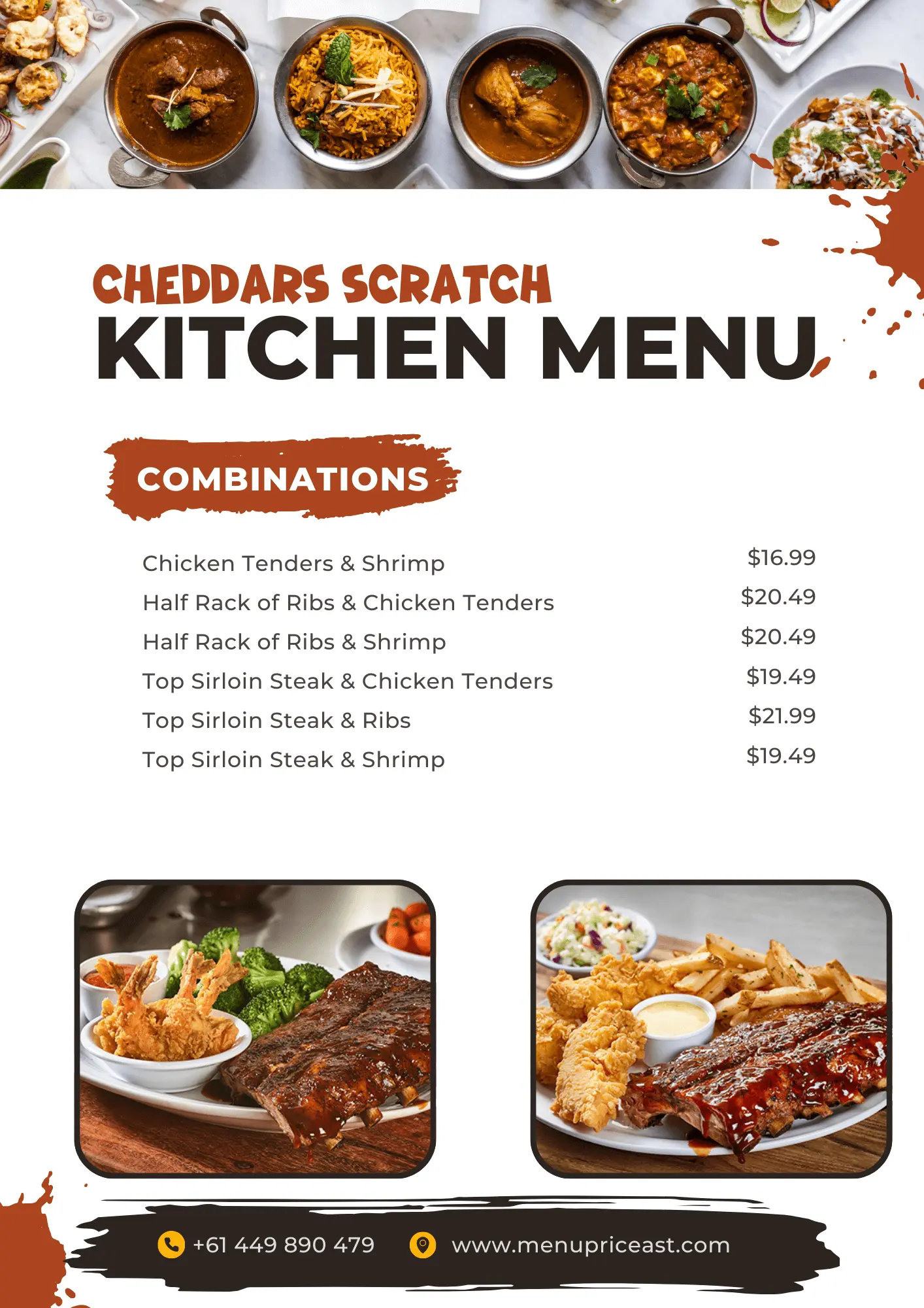 Cheddars Combination Menu