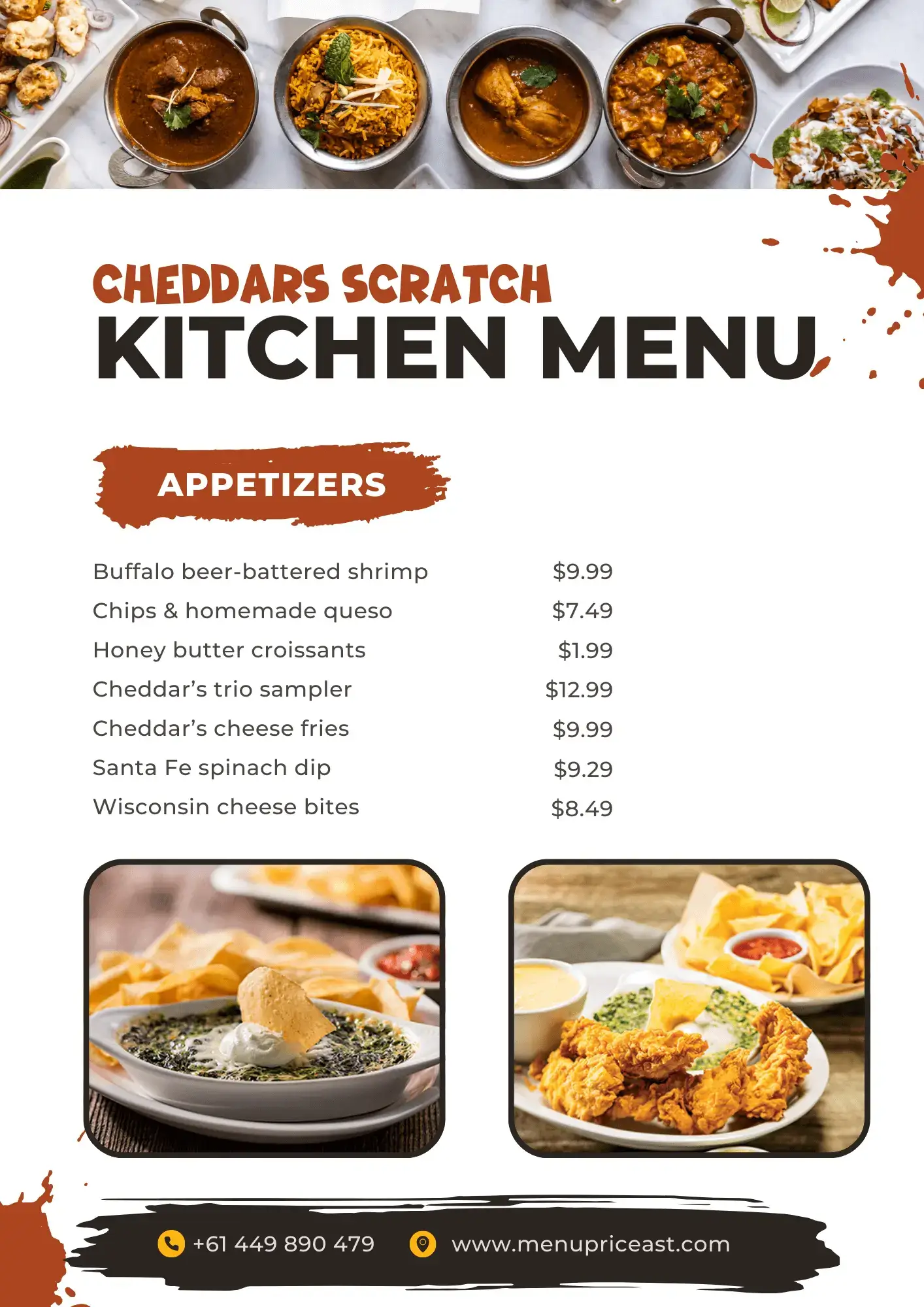 Cheddars Appetizers Menu