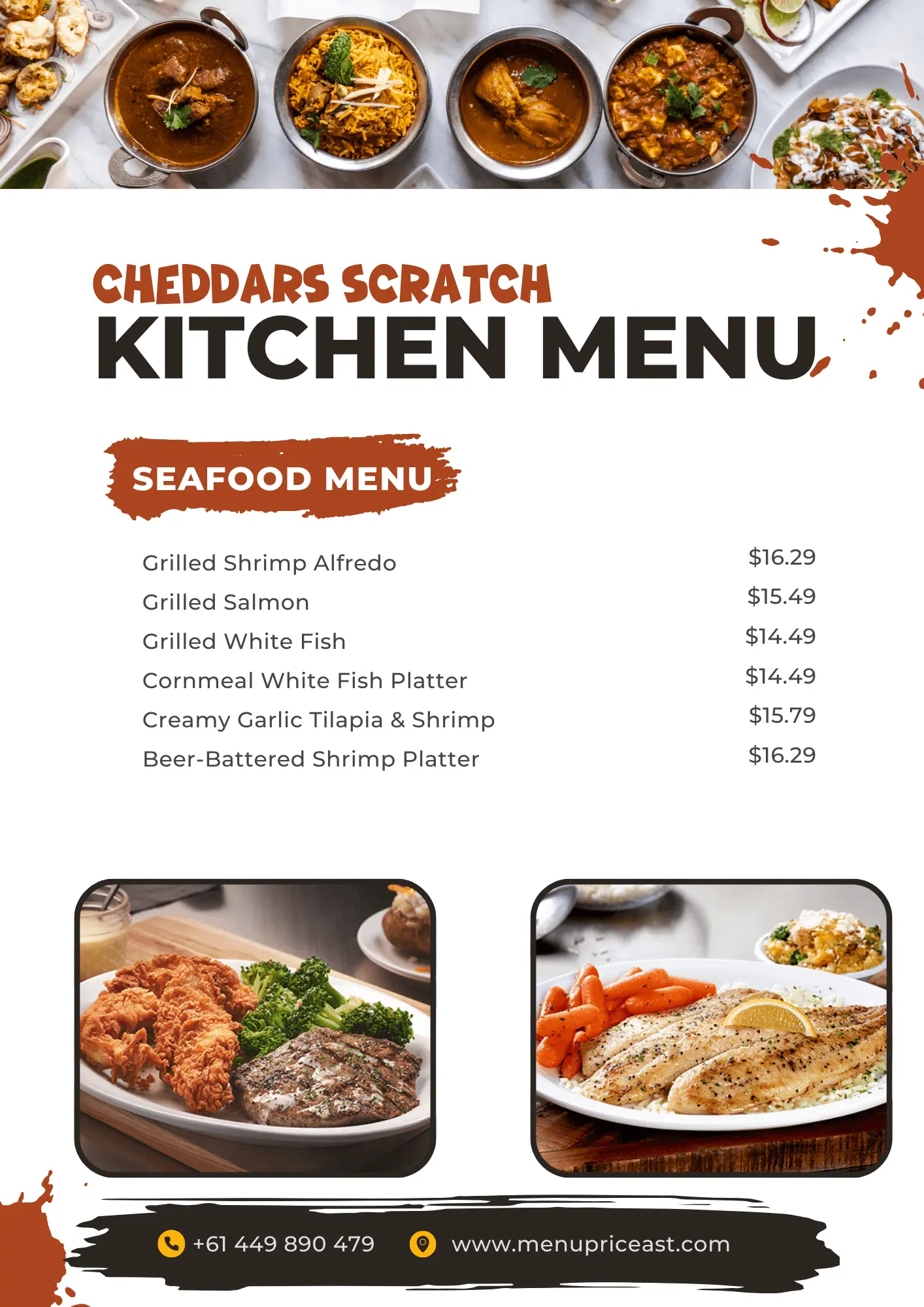 Cheddars Seafood Menu